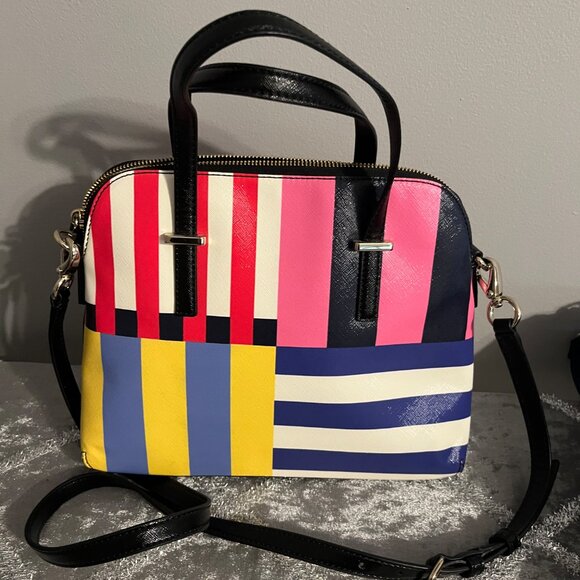 Kate Spade Crossbody Flag Stripe Maise Satchel Removable Strap Multicolor - Picture 2 of 6